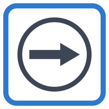 Sağ ok vektör simgesi bir çerçeve içinde yuvarlak