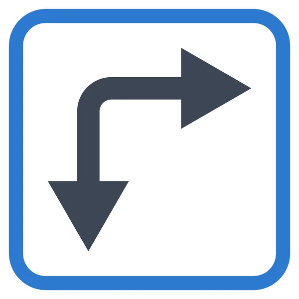 Bifurcatie pijl rechts beneden Vector Icon In een Frame — Stockvector
