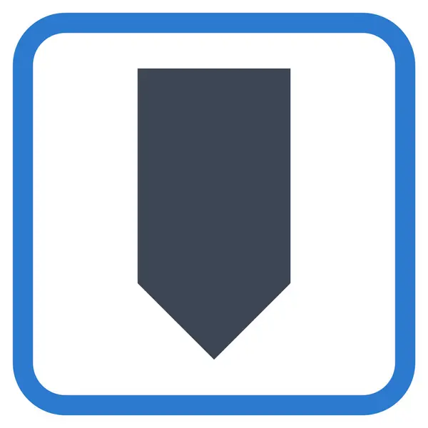Riktning ner vektor ikonen i en ram — Stock vektor