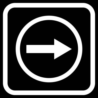 Sağ ok vektör simgesi bir çerçeve içinde yuvarlak