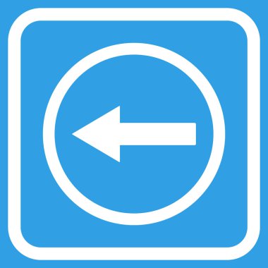 Sol ok vektör simgesi bir çerçeve içinde yuvarlak