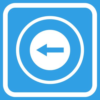 Sol ok vektör simgesi bir çerçeve içinde yuvarlak