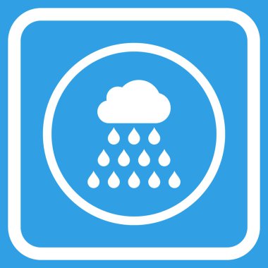 Yağmur bulutu vektör simgesi bir çerçeve içinde