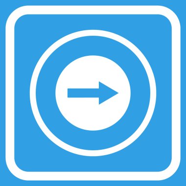 Sağ ok vektör simgesi bir çerçeve içinde yuvarlak