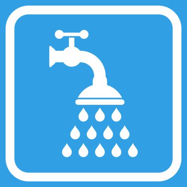 Duş musluk vektör simgesi bir çerçeve içinde