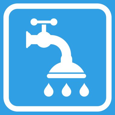 Duş musluk vektör simgesi bir çerçeve içinde