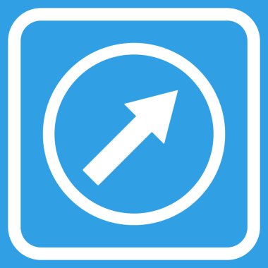 Yukarı sağ yuvarlak ok vektör simgesi bir çerçeve içinde