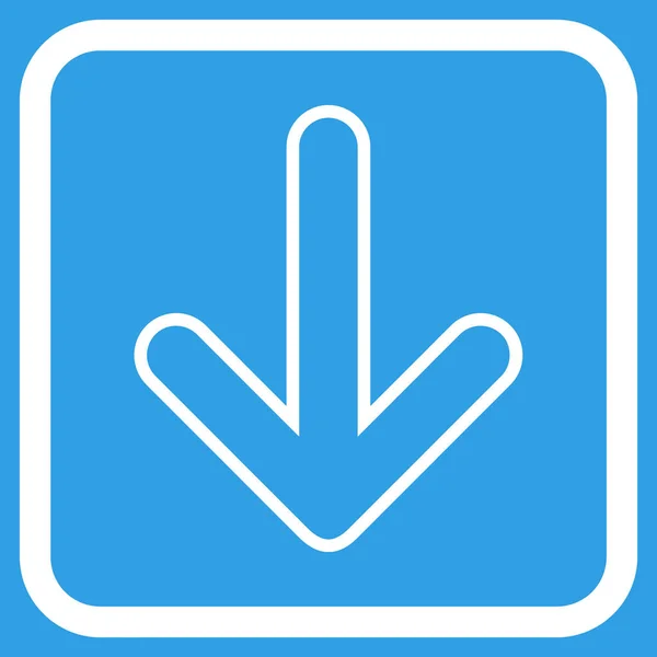 Seta arredondada para baixo ícone do vetor em um quadro —  Vetores de Stock