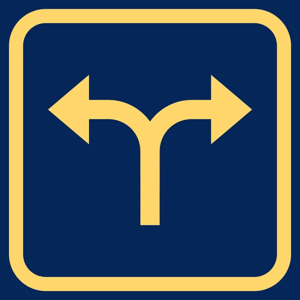 Bifurkation pilarna vänster höger vektor ikonen i en ram — Stock vektor