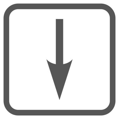 Vektör simgesi bir çerçeve içinde aşağı ok keskin