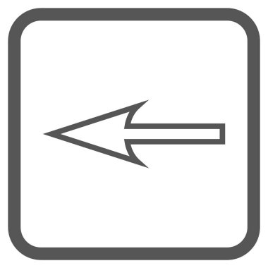 Keskin ok sol vektör simgesi bir çerçeve içinde