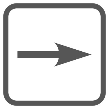 Keskin ok doğru vektör simgesi bir çerçeve içinde