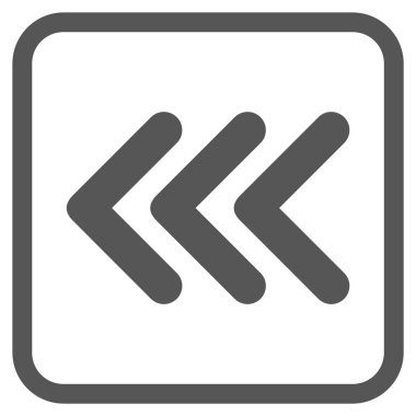 Ok ucu sol vektör simgesi bir çerçeve içinde üçlü