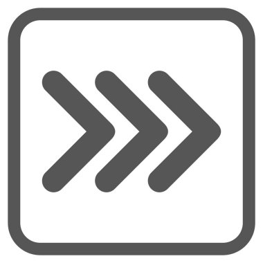 Ok ucu doğru vektör simgesi bir çerçeve içinde üçlü