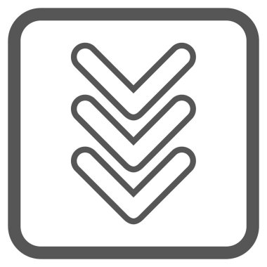 İşaretçi vektör simgesi bir çerçeve içinde aşağı üçlü