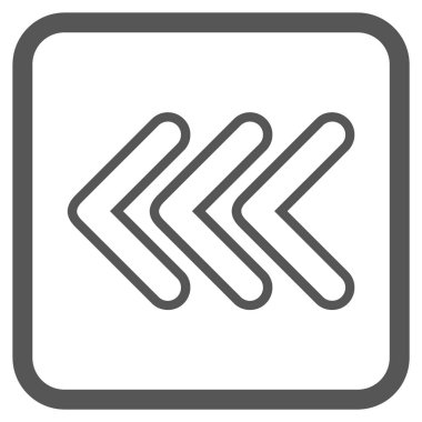 İşaretçi sol vektör simgesi bir çerçeve içinde üçlü