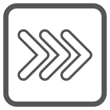 İşaretçi doğru vektör simgesi bir çerçeve içinde üçlü