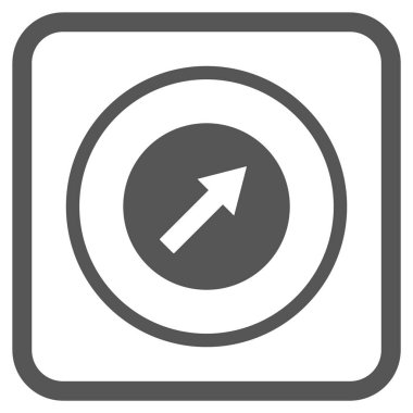 Yukarı sağ yuvarlak ok vektör simgesi bir çerçeve içinde