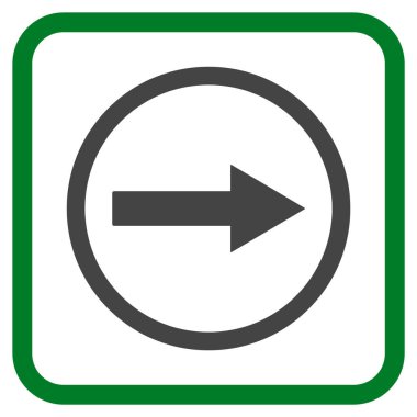 Sağ ok vektör simgesi bir çerçeve içinde yuvarlak