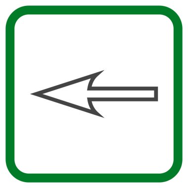 Keskin ok sol vektör simgesi bir çerçeve içinde