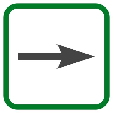 Keskin ok doğru vektör simgesi bir çerçeve içinde