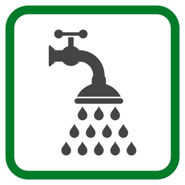 Duş musluk vektör simgesi bir çerçeve içinde