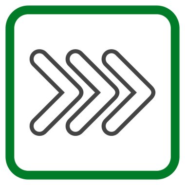 İşaretçi doğru vektör simgesi bir çerçeve içinde üçlü