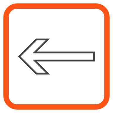 Ok sol vektör simgesi bir çerçeve içinde