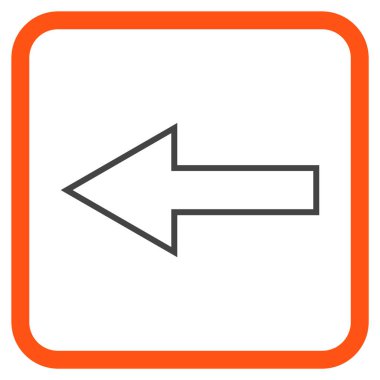 Ok sol vektör simgesi bir çerçeve içinde