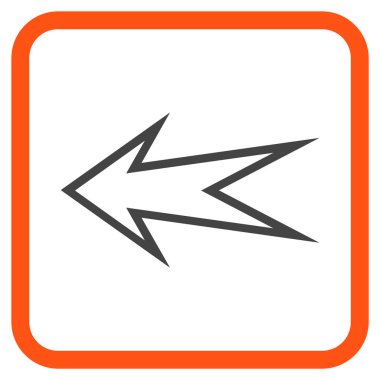 Ok sol vektör simgesi bir çerçeve içinde