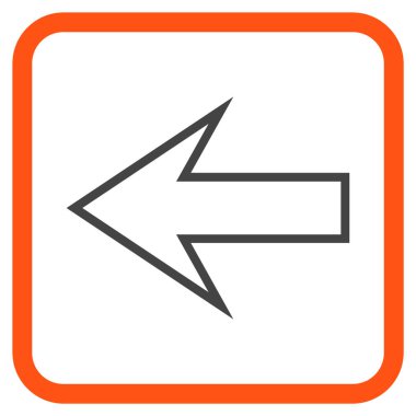 Ok sol vektör simgesi bir çerçeve içinde