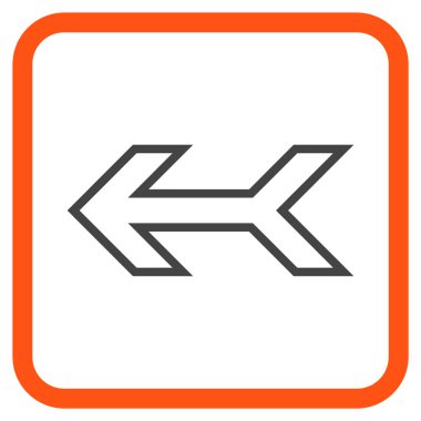 Ok sol vektör simgesi bir çerçeve içinde