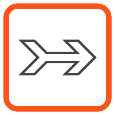 Ok sağ vektör simgesi bir çerçeve içinde