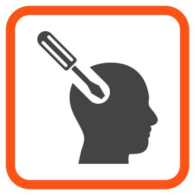 Beyin aracı vektör simgesi bir çerçeve içinde