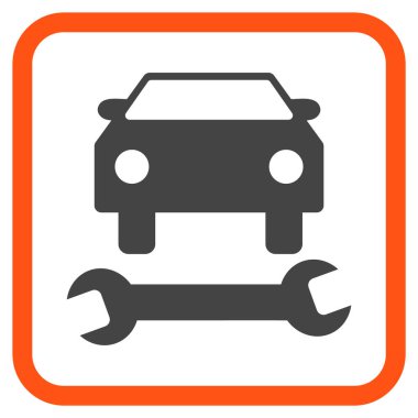 Araba tamir vektör simgesi bir çerçeve içinde