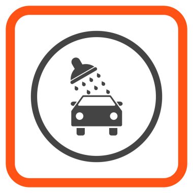 Oto yıkama vektör simgesi bir çerçeve içinde