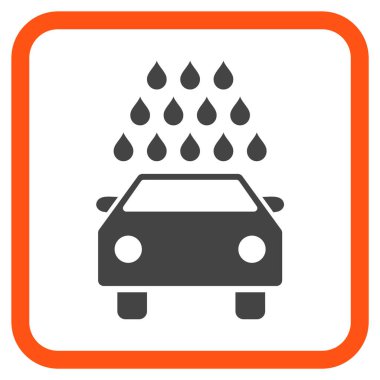 Oto yıkama vektör simgesi bir çerçeve içinde