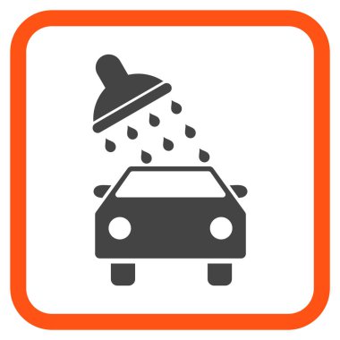 Oto yıkama vektör simgesi bir çerçeve içinde