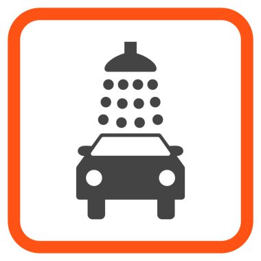 Oto yıkama vektör simgesi bir çerçeve içinde