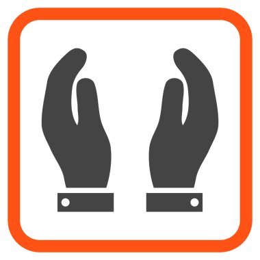 Bakım el vektör simgesi bir çerçeve içinde