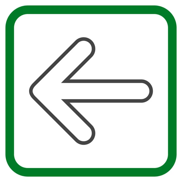 Flèche arrondie Icône vectorielle gauche dans un cadre — Image vectorielle
