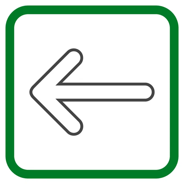 Abgerundeter Pfeil linkes Vektorsymbol in einem Rahmen — Stockvektor