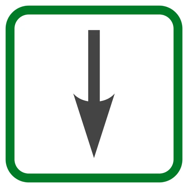 Scharfer Pfeil nach unten Vektor-Symbol in einem Rahmen — Stockvektor