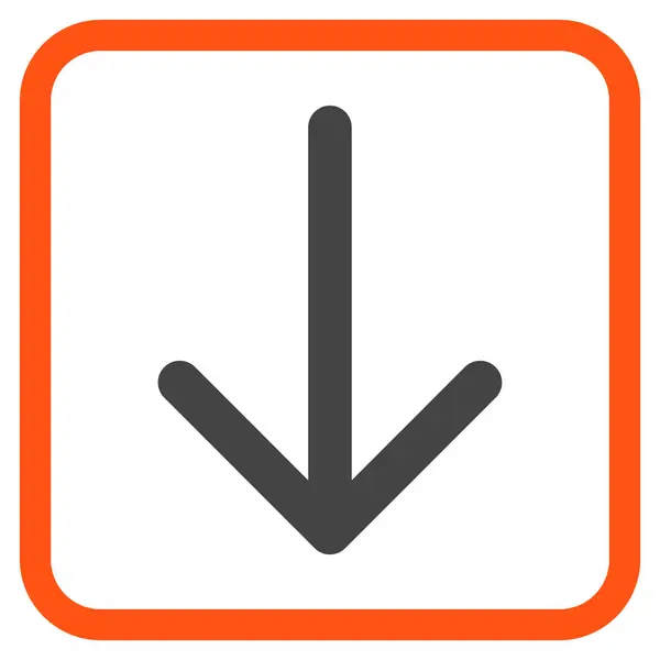 Icono del vector de flecha hacia abajo en un marco — Archivo Imágenes Vectoriales