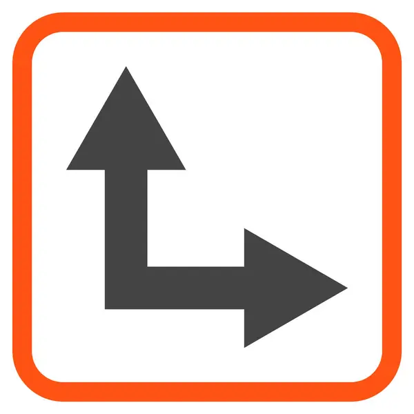Bifurkation pil höger upp vektor ikonen i en ram — Stock vektor