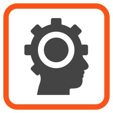 Cyborg dişli vektör simgesi bir çerçeve içinde