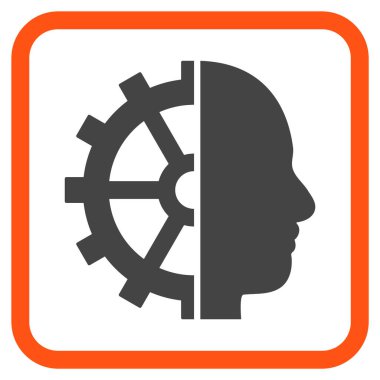 Cyborg dişli vektör simgesi bir çerçeve içinde