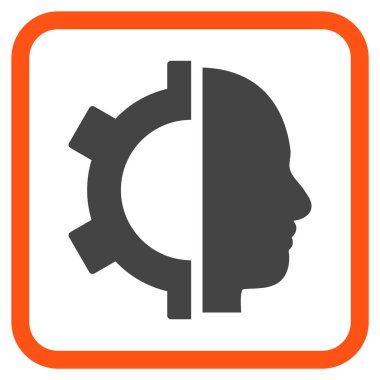 Cyborg dişli vektör simgesi bir çerçeve içinde