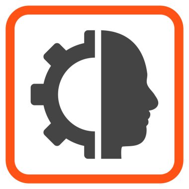 Cyborg dişli vektör simgesi bir çerçeve içinde