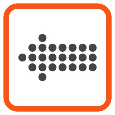 Noktalı ok sol vektör simgesi bir çerçeve içinde